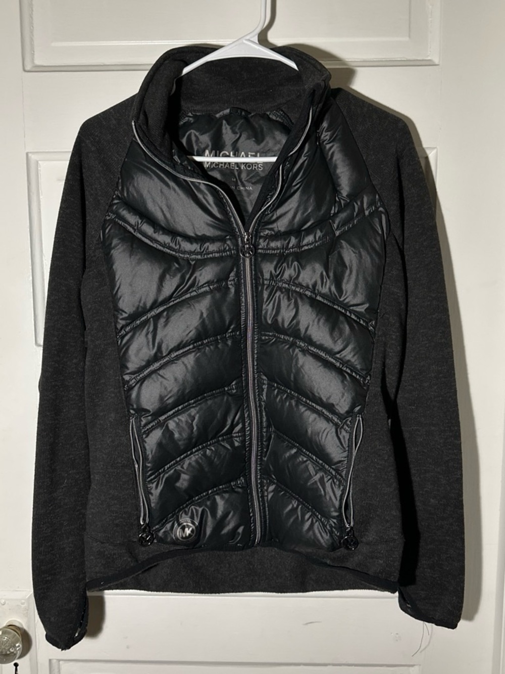 Michael Kors Black Quilted Front Hybrid Jacket